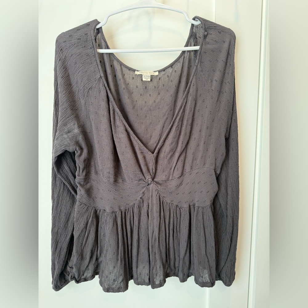 American Eagle textured peplum blouse